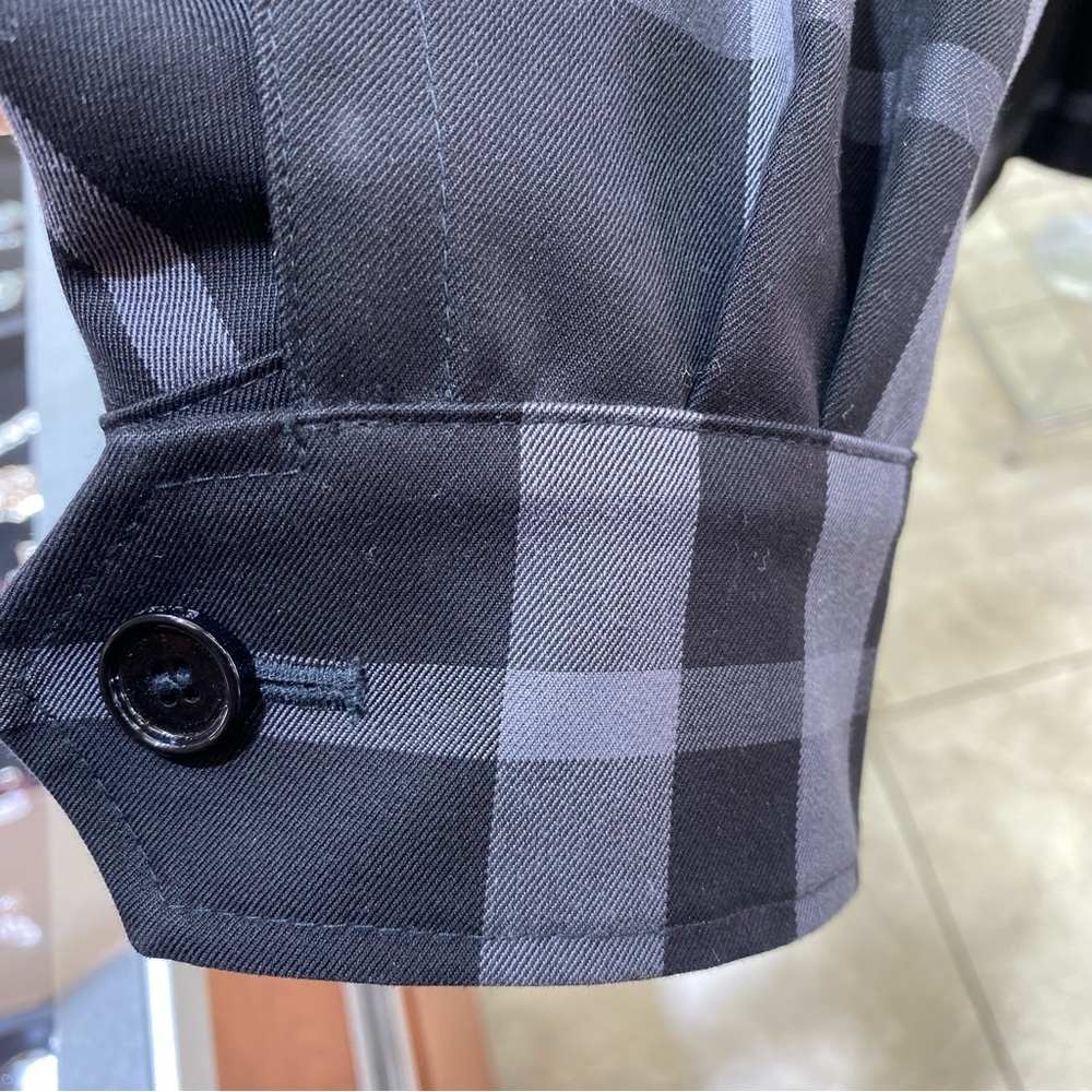 Reversible Check Cotton Burberry Harrington Jacket Black & Gray Men’s Large - Picture 5 of 11